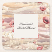 Bordeaux Crème Blush Bloemen Bruiloft Kartonnen Onderzetters (Voorkant)