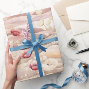 Bordeaux Crème Blush Bloemige Bruiloft Cadeaupapier
