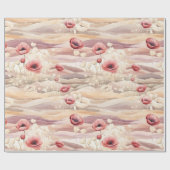 Bordeaux Crème Blush Bloemige Bruiloft Cadeaupapier (Vlak)