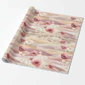 Bordeaux Crème Blush Bloemige Bruiloft Cadeaupapier (Uitgerold)