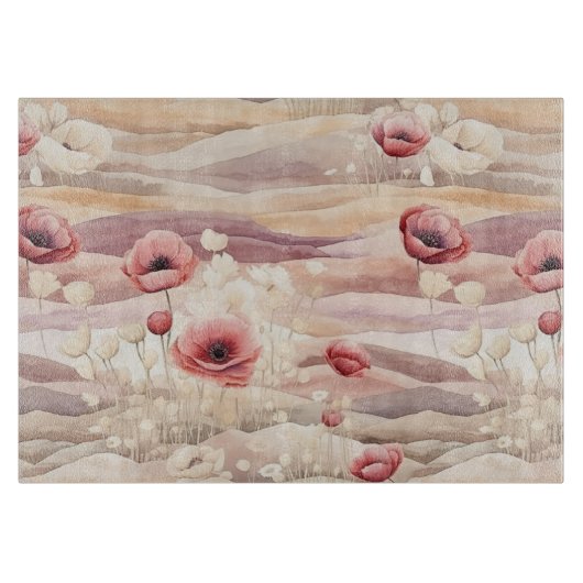 Bordeaux Crème Blush Bloemrijke Bruiloftsdouche Snijplank (Voorkant)