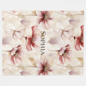 Bordeaux Crème Lavendel Bloemrijke Bruidsfeest Fleece Deken (Voorkant (Horizontaal))