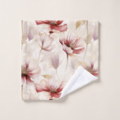 Bordeaux Crème Lavendel Bloemrijke Bruiloftsdouche Bad Handdoek (Wasdoekje)
