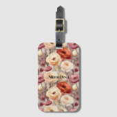 Bordeaux Crème Lente Bloemen   Bagagelabel (Voorkant (verticaal))