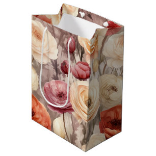 Bordeaux Crème Lente Bloemen Bruidscadeau Medium Cadeauzakje