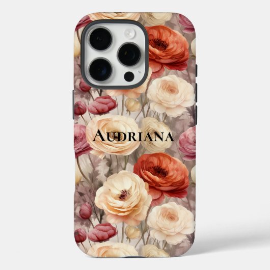 Bordeaux Crème Lente Bloemen Case-Mate iPhone Case (Achterkant)