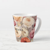 Bordeaux Crème Lente Bloemen   Latte Mok (Rechterhoek)