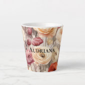 Bordeaux Crème Lente Bloemen Latte Mok (Voorkant)