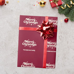 Bordeaux crème Prettig kerstfeest Cadeaupapier