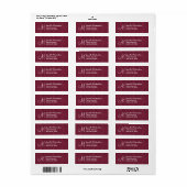 Bordeaux Damask Monogram M of elke Initiaal M009 Etiket (Full Sheet)