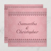 Bordeaux Deco Lace over het roze huwelijk Kaart (Voorkant / Achterkant)