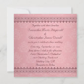 Bordeaux Deco Lace over het roze huwelijk Kaart (Achterkant)