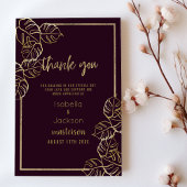 Bordeaux diep rijk rood goud bloemen Dank u Kaart