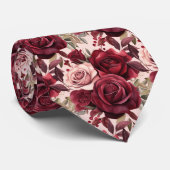 Bordeaux dieprode rozen blos roze das (Opgerold)