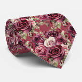 Bordeaux dieprode rozen blush mauve stropdas (Opgerold)