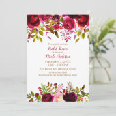 Bordeaux Donkerrood Marsala Bordo Bloem Bruiloft F Kaart (Staand voorkant)