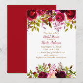 Bordeaux Donkerrood Marsala Bordo Bloem Bruiloft F Kaart (Voorkant / Achterkant)