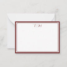 Bordeaux drie Border Monogram Notitiekaart