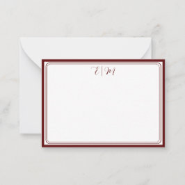 Bordeaux drie Border Monogram Notitiekaart Notitiekaartje