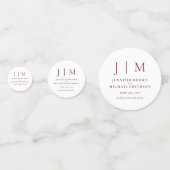Bordeaux Eenvoudig Formeel Monogram Klassiek Huwel Confetti (Achterkanten)