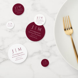 Bordeaux Eenvoudig Formeel Monogram Klassiek Huwel Confetti