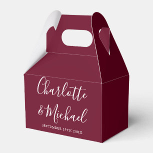 Bordeaux Elegante Huwelijks Scriptie Bedankdoosjes