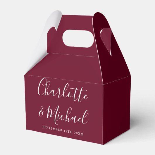 Bordeaux Elegante Huwelijks Scriptie Bedankdoosjes (Voorkant Zijde)