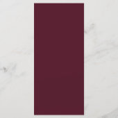 Bordeaux Elegante Minimale Trouwmenu Kaart (Achterkant)
