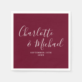 Bordeaux Elegante Signature Bruiloft Servet