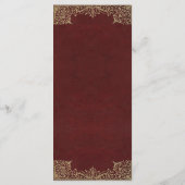 Bordeaux Elegante Vintage Gouden Scriptie Bruiloft Menu (Achterkant)