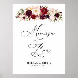 Bordeaux en blos Mimosa bloemenbord Poster