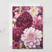Bordeaux en Blush Bloemen Bruiloft Kaart (Achterkant)