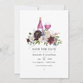 Bordeaux en Blush Roze Wijnproeverij Bruiloft Save The Date (Voorkant)