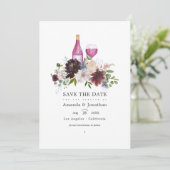 Bordeaux en Blush Roze Wijnproeverij Bruiloft Save The Date (Staand voorkant)