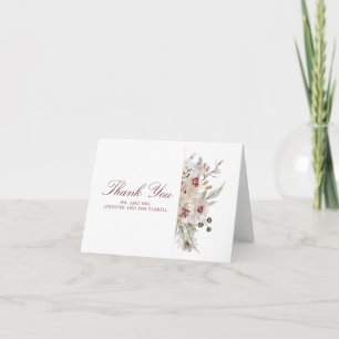 Bordeaux en Crème Bloemen Trouw Dankjewel Bedankkaart