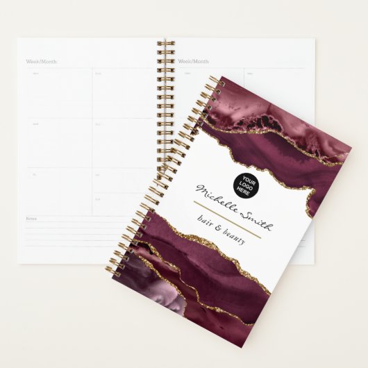 Bordeaux en goud agaat edelsteen onderneming planner (Display)