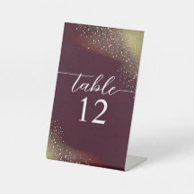 Bordeaux En Goud Glitter Bruiloft Tafelnummer