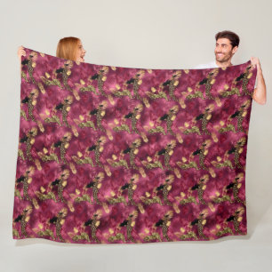 Bordeaux en Goud Luipaard Serie Design 10 Fleece Deken