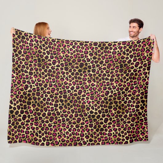 Bordeaux en Goud Luipaard Serie Design 2 Fleece Deken (In situ)