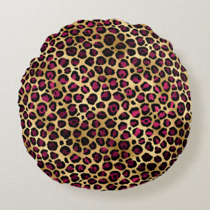 Bordeaux en Goud Luipaard Serie Design 2 Rond Kussen