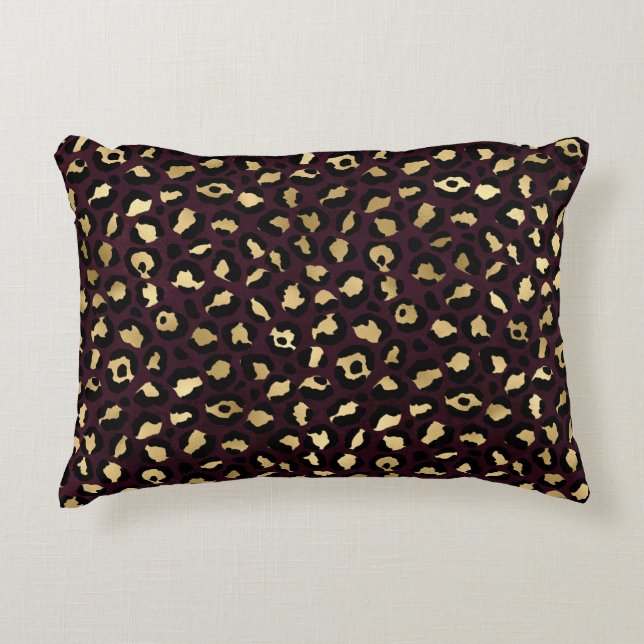 Bordeaux en Goud Luipaard Serie Design 8 Accent Kussen (Voorkant)