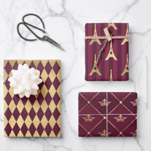 Bordeaux en Goud Parijs Inpakpapier Vel