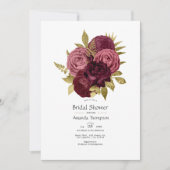 Bordeaux en gouden bruidsmeisjesfeest kaart (Voorkant)