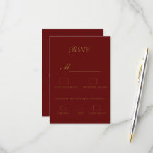 Bordeaux en gouden elegante RSVP-kaart