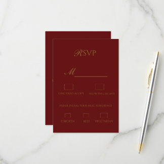 Bordeaux en gouden elegante RSVP-kaart RSVP Kaartje