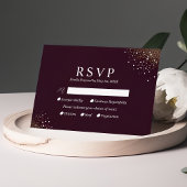 Bordeaux En Gouden Glitter Bruiloft RSVP Kaart