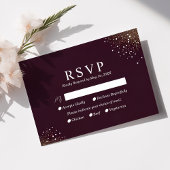 Bordeaux En Gouden Glitter Bruiloft RSVP Kaart