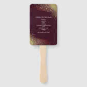 Bordeaux En Gouden Glitter Huwelijksprogramma Handwaaier (Achterkant)