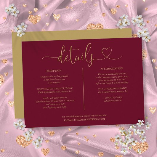 Bordeaux En Gouden Hart Script Details Informatie Kaart