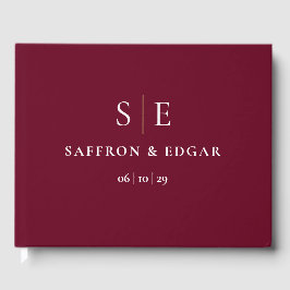Bordeaux En Gouden Monogram Huwelijk Gastenboek
